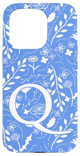 Monogramm mit Blumenmuster, Anfangsbuchstabe Q, Blau / Weiß Hülle für iPhone 15 Pro Monogramm mit Blumenmuster, Anfangsbuchstabe Q, Blau / Weiß Hülle für iPhone 15 Pro von Blue Toile Monogram Initials