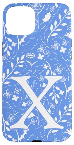 Toile Floral Monogramm Initial Buchstabe X, Blau / Weiß Hülle für iPhone 15 Plus Toile Floral Monogramm Initial Buchstabe X, Blau / Weiß Hülle für iPhone 15 Plus von Blue Toile Monogram Initials