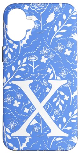 Toile Floral Monogramm Initial Buchstabe X, Blau / Weiß Hülle für iPhone 16 Plus Toile Floral Monogramm Initial Buchstabe X, Blau / Weiß Hülle für iPhone 16 Plus von Blue Toile Monogram Initials