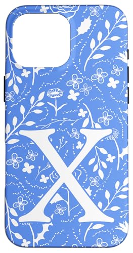 Toile Floral Monogramm Initial Buchstabe X, Blau / Weiß Hülle für iPhone 16 Pro Max Toile Floral Monogramm Initial Buchstabe X, Blau / Weiß Hülle für iPhone 16 Pro Max von Blue Toile Monogram Initials