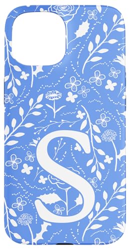 Toile Floral Monogramm Initial Letter S, Blau / Weiß Hülle für iPhone 15 Toile Floral Monogramm Initial Letter S, Blau / Weiß Hülle für iPhone 15 von Blue Toile Monogram Initials