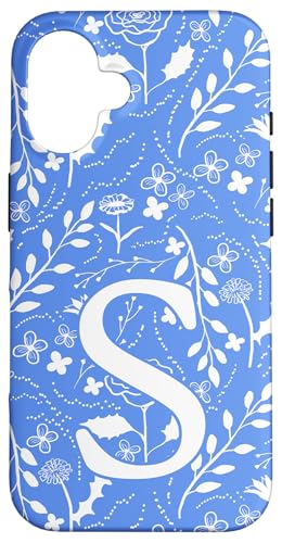 Toile Floral Monogramm Initial Letter S, Blau / Weiß Hülle für iPhone 16 Toile Floral Monogramm Initial Letter S, Blau / Weiß Hülle für iPhone 16 von Blue Toile Monogram Initials
