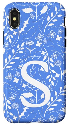 Toile Floral Monogramm Initial Letter S, Blau / Weiß Hülle für iPhone X/XS Toile Floral Monogramm Initial Letter S, Blau / Weiß Hülle für iPhone X/XS von Blue Toile Monogram Initials