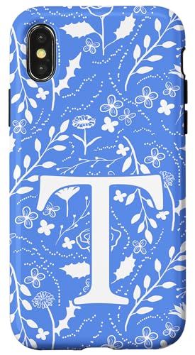 Toile Floral Monogramm Initial Letter T, Blau / Weiß Hülle für iPhone X/XS Toile Floral Monogramm Initial Letter T, Blau / Weiß Hülle für iPhone X/XS von Blue Toile Monogram Initials
