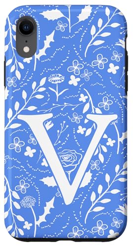 Toile Floral Monogramm Initiale V Blau / Weiß Hülle für iPhone XR Toile Floral Monogramm Initiale V Blau / Weiß Hülle für iPhone XR von Blue Toile Monogram Initials
