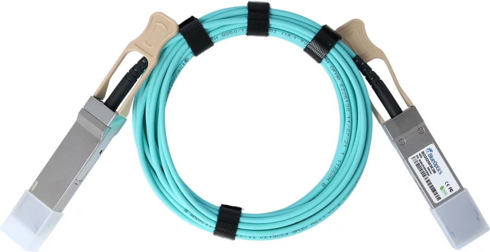 BlueOptics© Aktives Optisches Kabel, 4 Kanal QSFP, 40GBASE-SR4, 5 Meter, Multimode 50/125µm, OM2, Markenfaser, orange, rund 3.0mm Tube (BO252503K5M) von BlueOptics