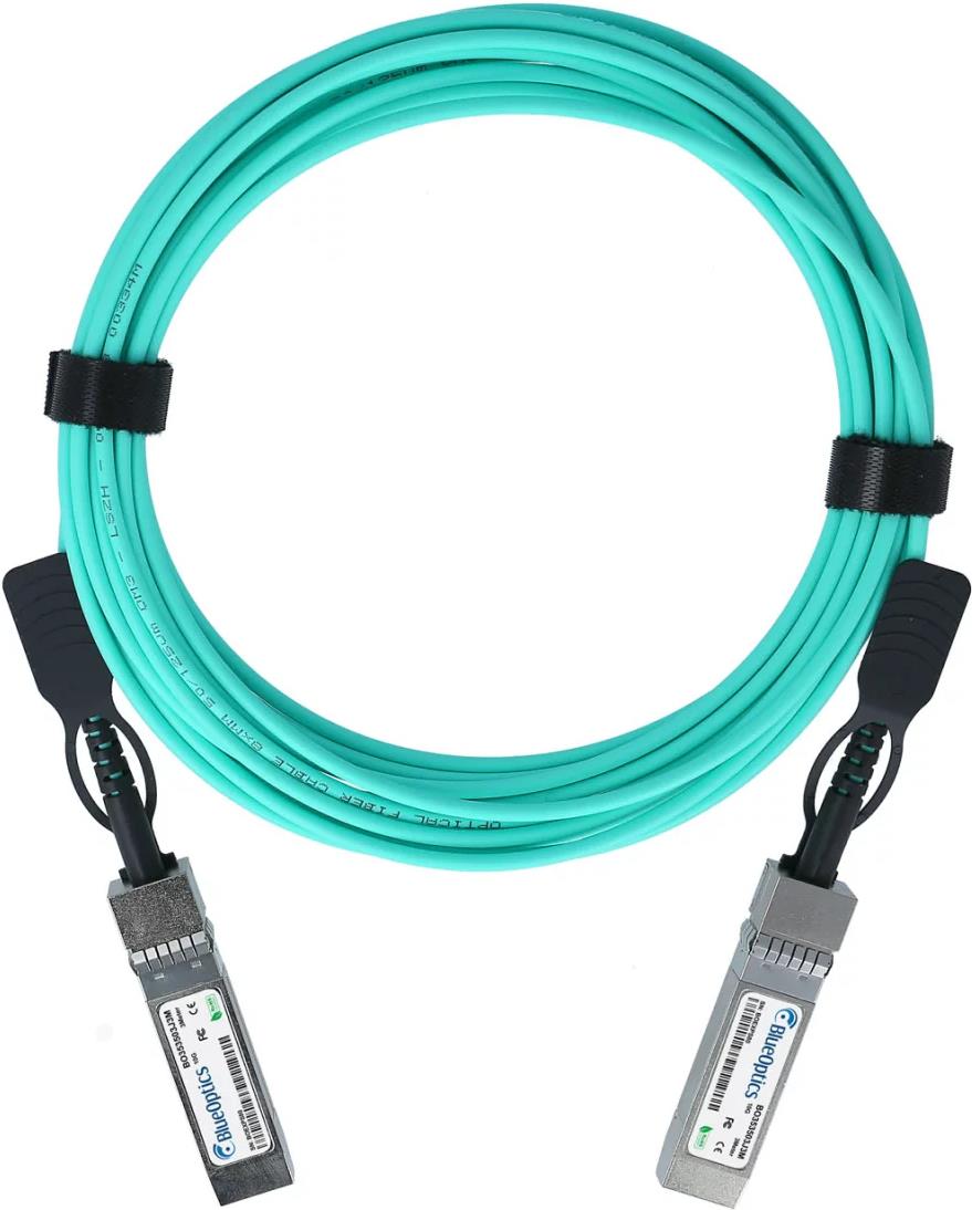 BlueOptics© Aktives Optisches Kabel, SFP+, 10GBASE-SR, 1 Meter, Multimode G50/125µm, OM3, Markenfaser, aqua, rund 3.0mm Tube (BO353503J1M) von BlueOptics