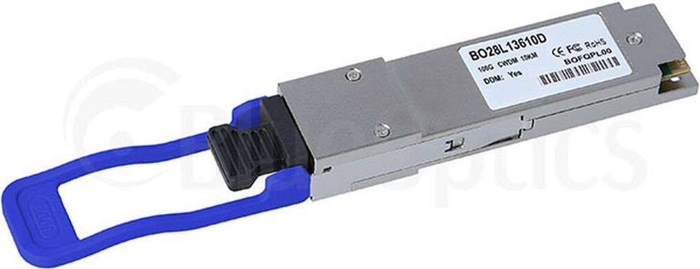 Kompatibler ECI OTR100Q28_LR4 BlueOptics© BO28L13610D QSFP28 Transceiver, LC-Duplex, 100GBASE-LR4, Singlemode Fiber, 4xWDM, 10KM, 0°C/+70°C, DDM (OTR100Q28_LR4-BO) von BlueOptics