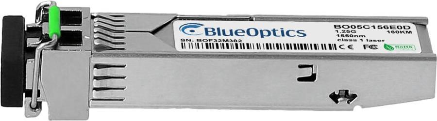 Kompatibler Extreme Networks 1G-SFP-LHB BlueOptics BO05C156E0D SFP Transceiver, LC-Duplex, 1000BASE-ZX, Singlemode Fiber, 1550nm, 160KM, DDM, 0�C/+70�C (1G-SFP-LHB-BO) von BlueOptics