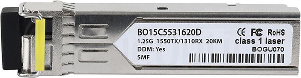 Kompatibler Gigamon SFP-BXD53-20KM BlueOptics BO15C5531620D SFP Transceiver, LC-Simplex, 1000BASE-BX-D, Singlemode Fiber, TX1550nm/RX1310nm, 10KM, DDM, 0°C/+70°C (SFP-BXD53-20KM-GM-BO) von BlueOptics