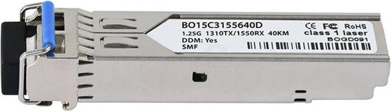 Kompatibler LinkSys SFP-BXU35-40KM BlueOptics BO15C3155640D SFP Transceiver, LC-Simplex, 1000BASE-BX-U, Singlemode Fiber, TX1310nm/RX1550nm, 40KM, DDM, 0°C/+70°C (SFP-BXU35-40KM-LS-BO) von BlueOptics