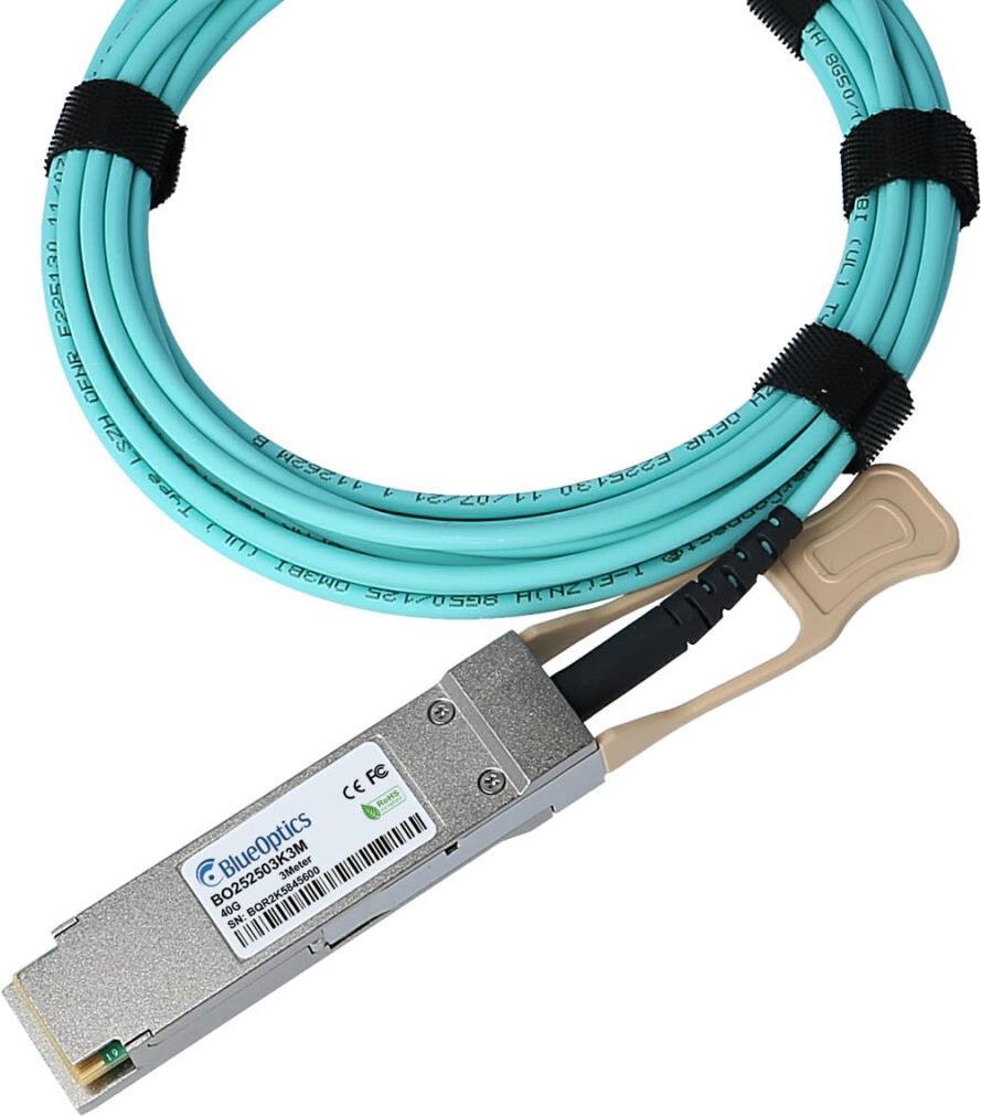 Kompatibles Avaya AA1404028-50M QSFP BlueOptics Aktives Optisches Kabel (AOC), 40GBASE-SR4, Ethernet, Infiniband FDR10, 50 Meter (AA1404028-50M-BO) von BlueOptics