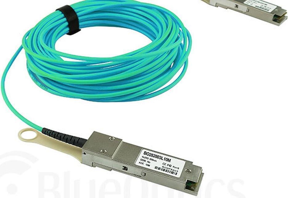 Kompatibles Lenovo 00MP548 QSFP28 BlueOptics Aktives Optisches Kabel (AOC), 100GBASE-SR4, Ethernet, Infiniband, 15 Meter (00MP548-BO) von BlueOptics