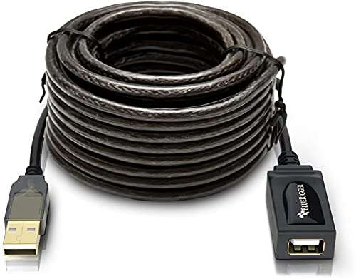 BlueRigger USB-Verlängerungskabel (5 m, USB 2.0, aktiv, Typ A Stecker auf Buchse, Repeater-Kabel) – kompatibel mit Spielekonsolen, Drucker, Kamera, Webcam, Flash/Festplatte, Tastatur von BlueRigger
