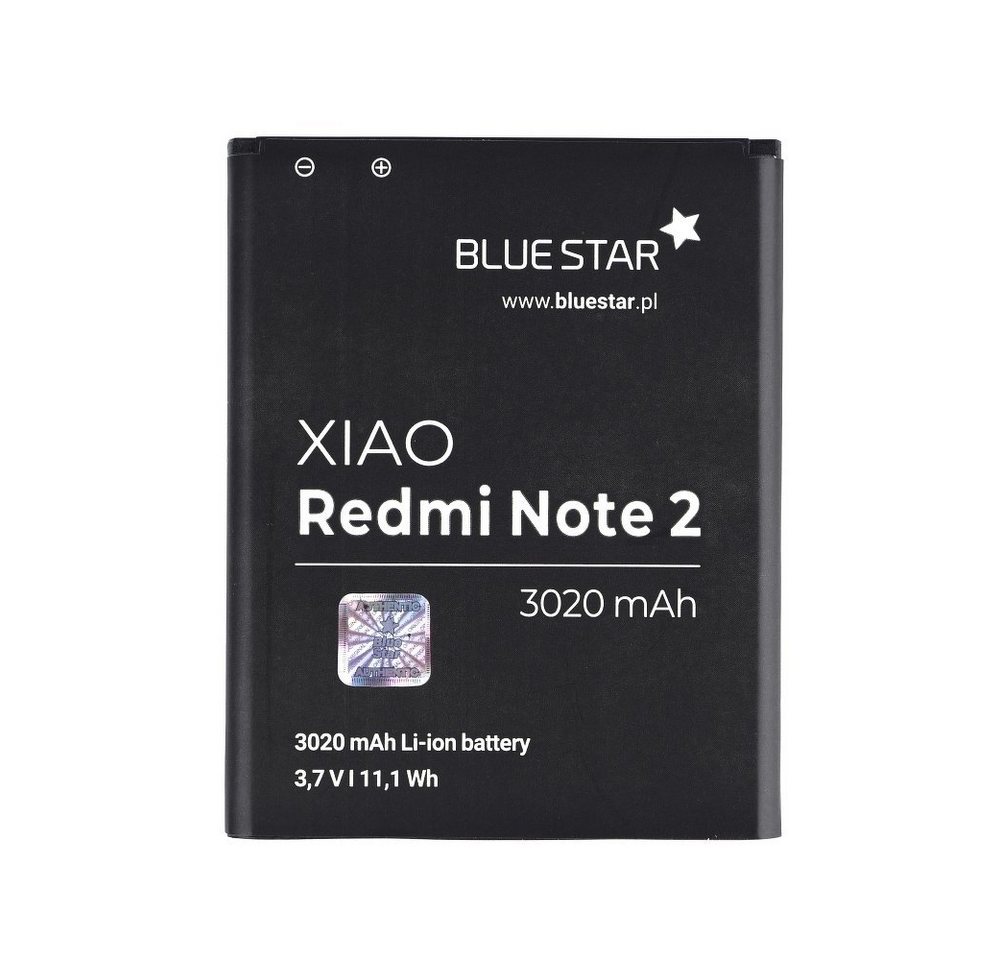 BlueStar Akku Ersatz kompatibel mit Xiaomi Redmi Note 2 3020 mAh Austausch Batterie Accu BM45 Smartphone-Akku von BlueStar