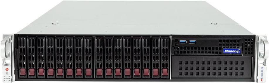 bluechip SERVERline R42201s *AMD EPYC* - Server - Rack-Montage - 2U - 1-Weg - 1 x EPYC 7313P / 3 GHz - RAM 16GB - SATA/SAS/NVMe - Hot-Swap 6,4 cm (2.5) Schacht/Schächte - SSD 2 x 480GB - AST2500 - GigE, 10 GigE - kein Betriebssystem - Monitor: keiner - Schwarz, Silber (850417) von Bluechip