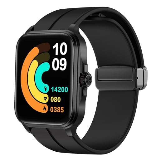 Blueshaweu 22mm armband für SOUYIE 1,91 Zoll Smartwatch T90, Silikon Dual Magnetisch Einstellbar Armbänder Kompatibel mit SOUYIE T90 Smartwatch (schwarz) von Blueshaweu