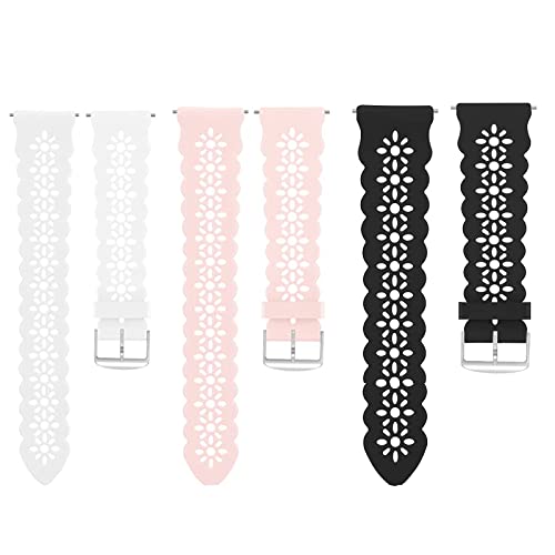 Blueshaweu Armband kompatibel mit Hasakei / NAIXUES S53 1,39 Zoll (3,9 cm) Smart Watch für Frauen und Mädchen, Silikon, Sport, weich, dünn, Spitze, atmungsaktiv, Armband für (3 Packungen, Schwarz + von Blueshaweu