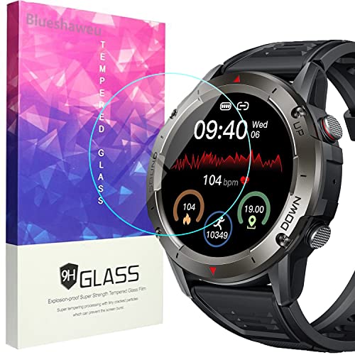 Blueshaweu Displayschutzfolie Kompatibel Für Motsfit 1.42 Zoll Smartwatch NX9, 9H Härte Panzerglas Schutzfolie [3 Stück] für Motsfit NX9 Smartwatch (transparent) von Blueshaweu