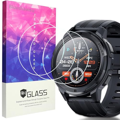 Blueshaweu Displayschutzfolie Kompatibel Für OUKITEL C25 Smartwatch 1,43", 9H Härte Panzerglas Schutzfolie [3 Stück ] für OUKITEL C25 Smartwatch (HD) von Blueshaweu