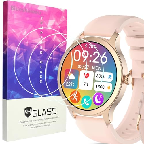 Blueshaweu Displayschutzfolie Kompatibel Für Tensky Smartwatch LW92 1,3'', 9H Härte Panzerglas Schutzfolie [3 Stück ] für Tensky LW92 / Woneligo LW92 Smartwatch (HD) von Blueshaweu