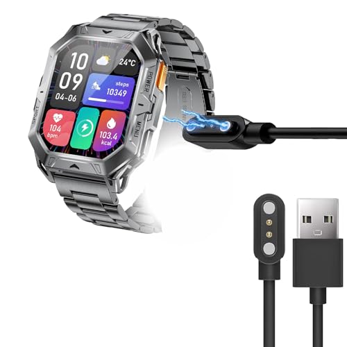 Blueshaweu Ladekabel Kompatibel mit HIRREO Militär Smartwatch Herren TX1 (2,13''), Kabel Ladegerät Ladestaion für LIGE/HIRREO TX1 Smartwatch (schwarz) von Blueshaweu
