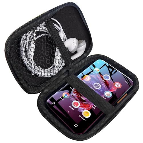 Blueshaweu MP3 Player Tasche Kompatibel für TIMMKOO MP3-Player 4-Zoll-Vollbild-Touch-Musikplayer, passend für Ohrhörer, USB-Kabel, Speicherkarte (schwarz) von Blueshaweu