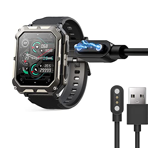 Blueshaweu Magnetisches Ladegerät, kompatibel mit TAOPON NX3 Smartwatch, magnetisch, USB-Ladekabel, 3,3 m, kompatibel mit MIGOUFIT C20pro/TAOPON NX3 Smartwatch (schwarz) von Blueshaweu