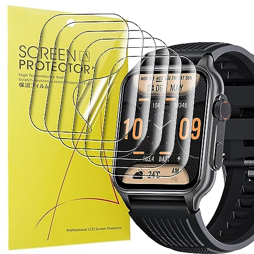 Blueshaweu Schutzfolie Kompatibel für EIGIIS Smartwatch 1,96 Zoll EW1, HD klar Flexible TPU Displayschutzfolie [6 Stück] für EIGIIS EW1 Smartwatch (transparent) von Blueshaweu