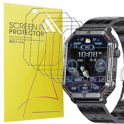 Blueshaweu Schutzfolie Kompatibel für LIGE Smart Watch 1.96" ST17, HD klar Flexible TPU Displayschutzfolie [6 Stück] für LIGE ST17 Smartwatch (transparent) von Blueshaweu