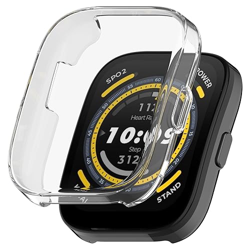 Blueshaweu Schutzhülle Kompatibel mit Amazfit Bip 5, Flexibles TPU Vollschutz mit Displayschutzfolie Kratzfest Displayschutz Schutz Hülle Für Amazfit Bip 5 Smartwatch (transparent) von Blueshaweu