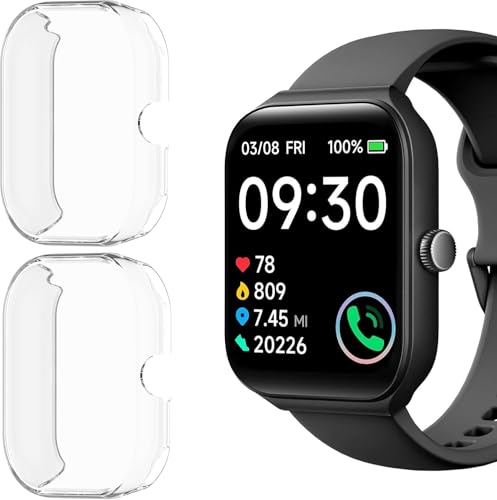 Blueshaweu Schutzhülle Kompatibel mit TOOBUR Smartwatch IDW16 1,95'', Flexibles TPU Vollschutz mit schutzfolie Kratzfest Hülle Für TOOBUR IDW16 Smartwatch (transparent+transparent) von Blueshaweu