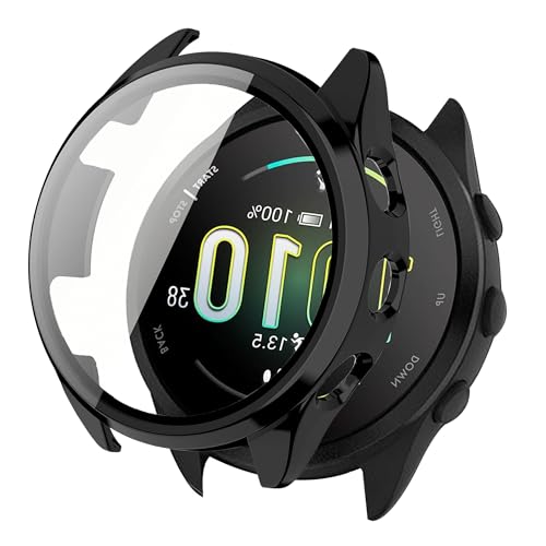 Blueshaweu Schutzhülle für Garmin Forerunner 165 Smartwatch, Hard PC hülle mit Glas Displayschutz kompatibel mit Garmin Forerunner 165 (schwarz) von Blueshaweu