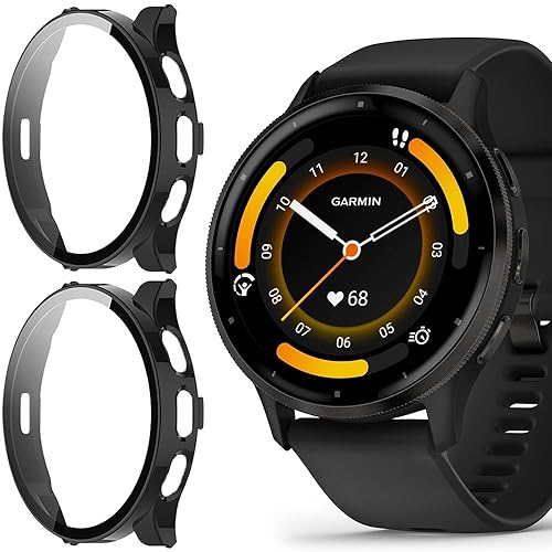 Blueshaweu Schutzhülle für Garmin Venu 3 Smartwatch, Hard PC hülle mit Glas Displayschutz kompatibel mit Garmin Venu 3 Smartwatch (schwarz+schwarz) von Blueshaweu
