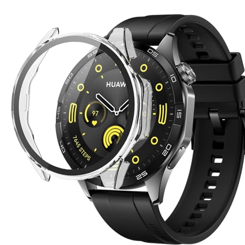 Blueshaweu Schutzhülle für Huawei Watch GT 4 Smartwatch 46mm, Hard PC hülle mit Glas Displayschutz kompatibel mit Huawei Watch GT 4 46mm Smartwatch (transparent) von Blueshaweu