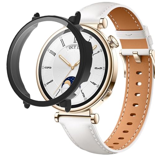 Blueshaweu Schutzhülle für Huawei Watch GT 4 smartwatch 41mm, Hard PC hülle mit Glas Displayschutz kompatibel mit Huawei Watch GT 4 41mm Smartwatch (schwarz) von Blueshaweu