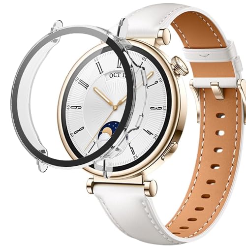 Blueshaweu Schutzhülle für Huawei Watch GT 4 smartwatch 41mm, Hard PC hülle mit Glas Displayschutz kompatibel mit Huawei Watch GT 4 41mm Smartwatch (transparent) von Blueshaweu