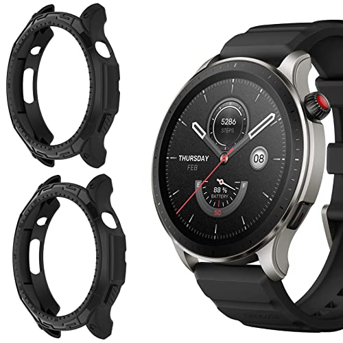 Blueshaweu Schutzhülle kompatibel Für Amazfit GTR 4 Smartwatch, Ultra dünn TPU Schutz Hülle für Amazfit GTR 4 Smartwatch (schwarz+schwarz) von Blueshaweu