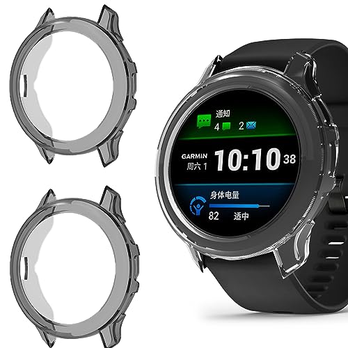 Blueshaweu Schutzhülle kompatibel Für Garmin Venu 3 Serie, All-Around Case Ultra dünn TPU Schutz Hülle für Garmin Venu 3S 41mm / Venu 3 45mm Smartwatch (venu 3-45mm, schwarz+schwarz) von Blueshaweu