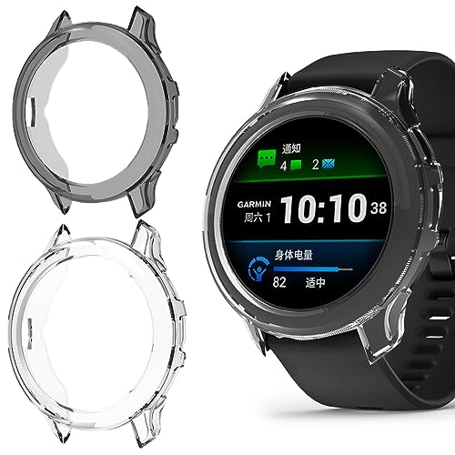 Blueshaweu Schutzhülle kompatibel Für Garmin Venu 3 Serie, All-Around Case Ultra dünn TPU Schutz Hülle für Garmin Venu 3S 41mm / Venu 3 45mm Smartwatch (venu 3s-41mm, schwarz+transparent) von Blueshaweu