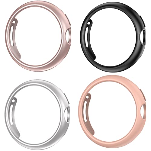 Blueshaweu Schutzhülle kompatibel Für Google Pixel Watch 2, Ultra dünn PC Schutz Hülle für Google Pixel Watch 2 (schwarz+Silber+Rosa+Roségold) von Blueshaweu