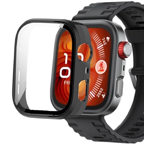 Blueshaweu Schutzhülle kompatibel für Huawei Watch FIT 4 Smartwatch, Hard PC hülle mit Glas Displayschutz kompatibel mit Huawei Watch FIT 4, FIT 4 Pro Smartwatch (schwarz, für FIT 4) von Blueshaweu