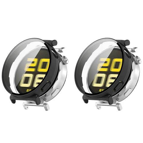 Blueshaweu Schutzhülle kompatibel für Huawei Watch GT 5 Smartwatch 41MM, Hard PC hülle mit Glas Displayschutz kompatibel mit Huawei Watch GT 5 41mm (Matte- schwarz+schwarz) von Blueshaweu