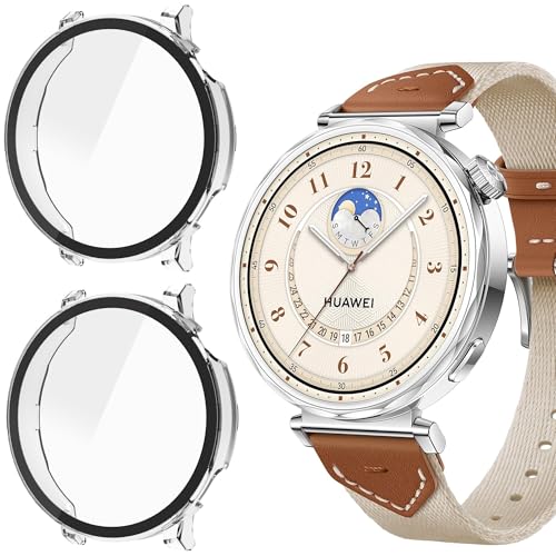 Blueshaweu Schutzhülle kompatibel für Huawei Watch GT 5 Smartwatch 41MM, Hard PC hülle mit Glas Displayschutz kompatibel mit Huawei Watch GT 5 41mm (transparent+transparent) von Blueshaweu