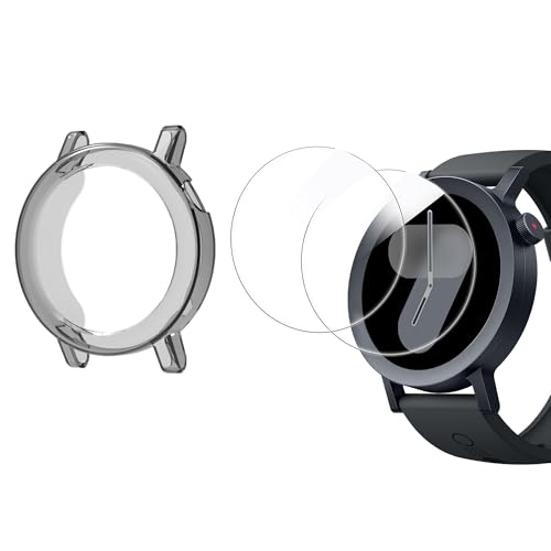 Blueshaweu Schutzhülle und 2 * Panzerglas kompatibel Für CMF by Nothing Watch Pro 2 Smartwatch 1,32”, All-Around Case Ultra dünn TPU Schutz Hülle für CMF Watch Pro 2 (schwarz) von Blueshaweu