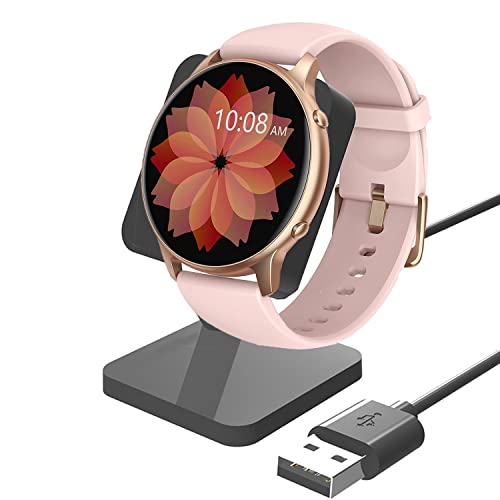 Mit TUYOMA LW36 Smartwatch Ladegerät, Blueshaweu Ersatz Ladegerät Dock Ladekabel Ständer USB Netzadapter Kabel für TUYOMA/NiUFFiT, Afelza, BCFHYK, DIKTOYOU, ManiGoo, BOZLUN, LLKBOHA LW36 (schwarz) von Blueshaweu