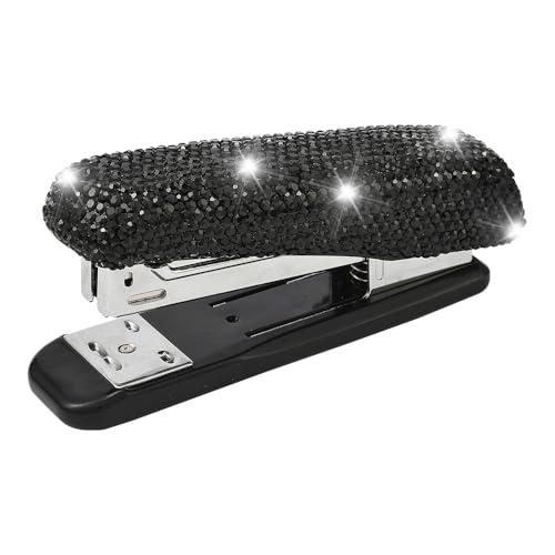 Blueshyhall Heftgerät Glitzer Klein, Bling Bling Stapler mit Diamant Strass, Heftklammerer Tacker Hefter Schöne Büroartikel Geschenke für Büro Schreibtisch Schule Hause Frauen Damen (Schwarz) von Blueshyhall