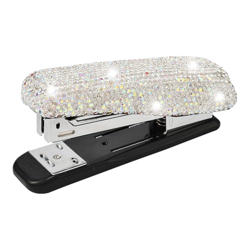 Blueshyhall Heftgerät Glitzer Klein, Bling Bling Stapler mit Diamant Strass, Heftklammerer Tacker Hefter Schöne Büroartikel Geschenke für Büro Schreibtisch Schule Hause Frauen Damen (Weiß) von Blueshyhall