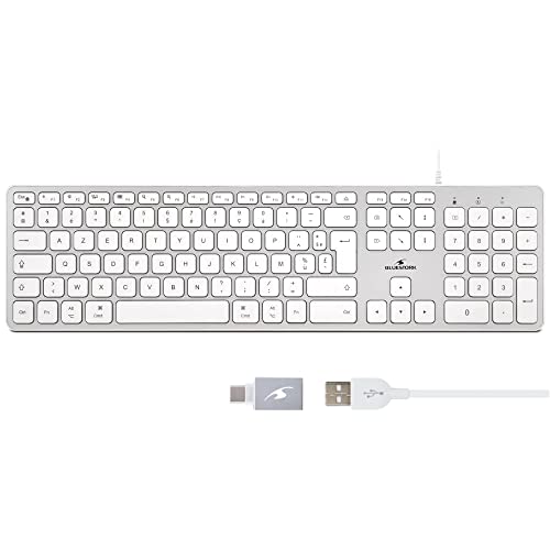 Bluestork Französische AZERTY-Tastatur, kabelgebunden, für Mac – konkave und leise Tasten, 13 Multimedia-Kurzkürzel, USB-/USB-C-Adapter Bluestork Französische AZERTY-Tastatur, kabelgebunden, für Mac – konkave und leise Tasten, 13 Multimedia-Kurzkürzel, USB-/USB-C-Adapter von Bluestork