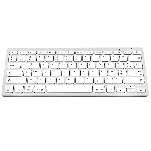 Bluestork Kabellose Bluetooth-Tastatur für MacBook Pro, MacBook Air, iPad, iPhone – Mini-Tastatur Mac Französisch AZERTY, kompakt, ultradünn, leicht, leise – Neu 2022 (weiß) von Bluestork